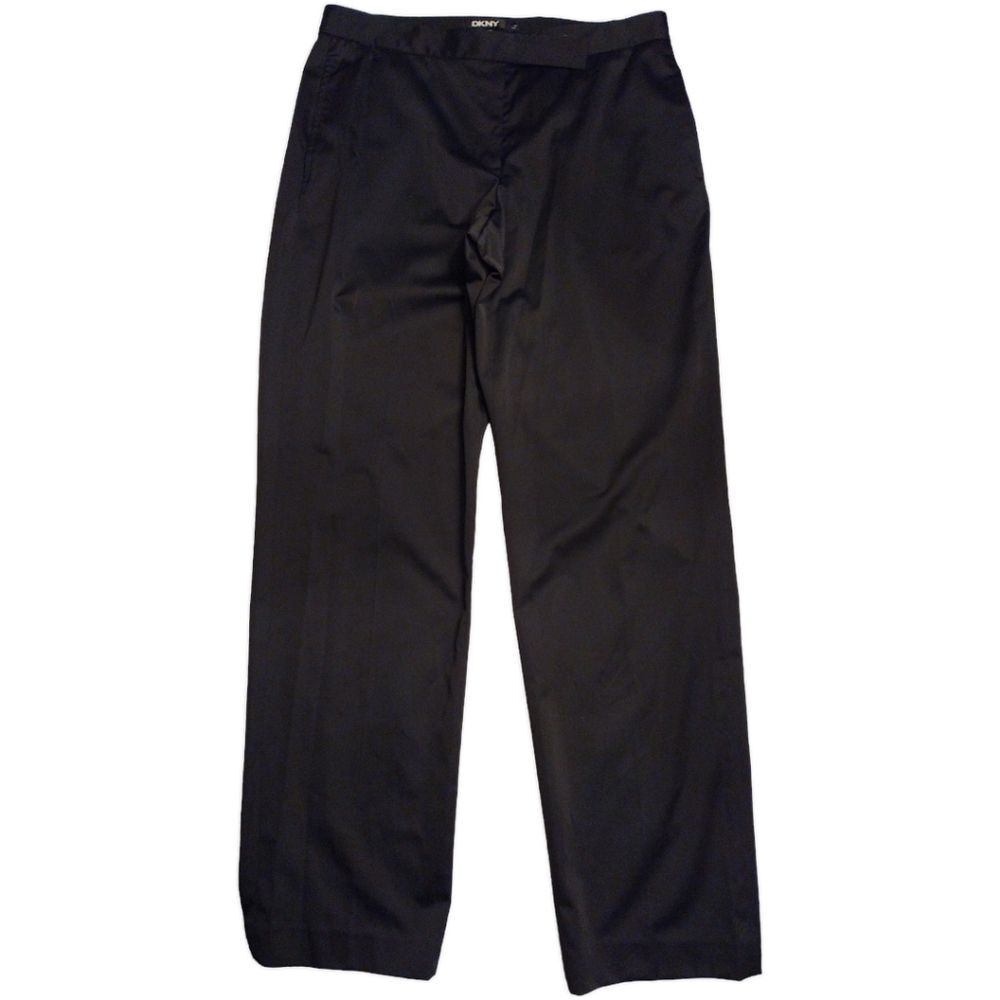DKNY Stretch Satin System Straight Leg Pants, Size 12, Black NWT